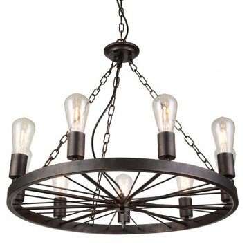 Подвесной светильник Loft Wheel Pendant 9 Коричневый винтаж в Сочи | Loft Concept 