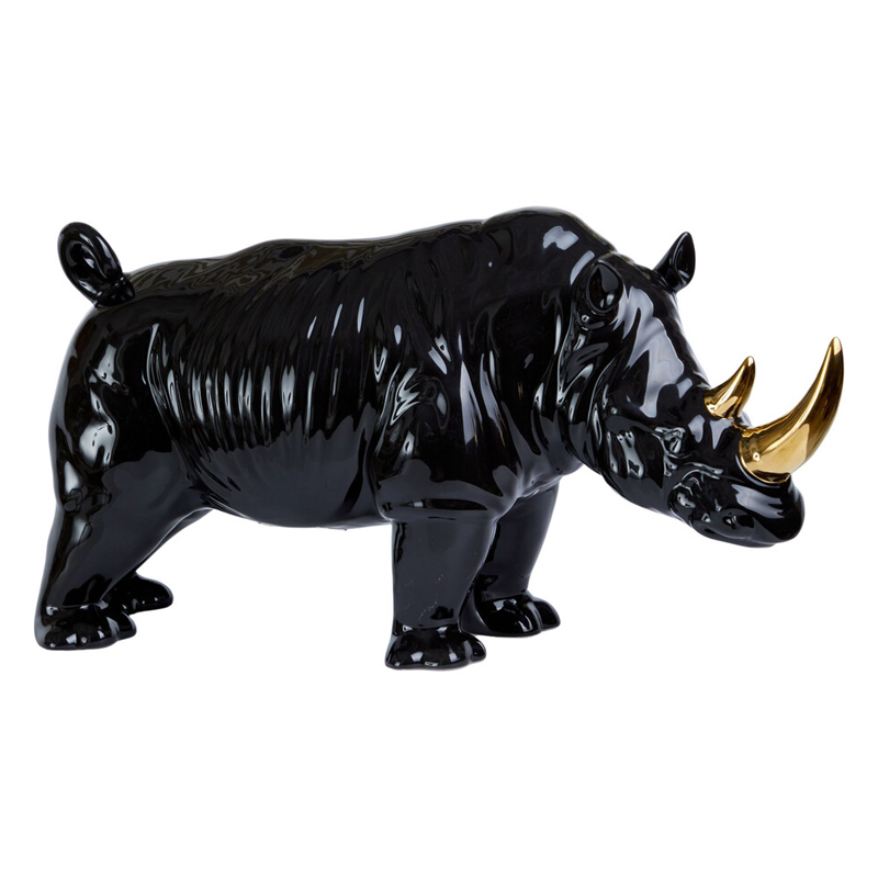 Статуэтка черный носорог с золотыми рогами Golden Horned Black Rhino Черный Золотой Статуэтка черный носорог с золотыми рогами Golden Horned Black Rhino Черный Золотой в Сочи | Loft Concept