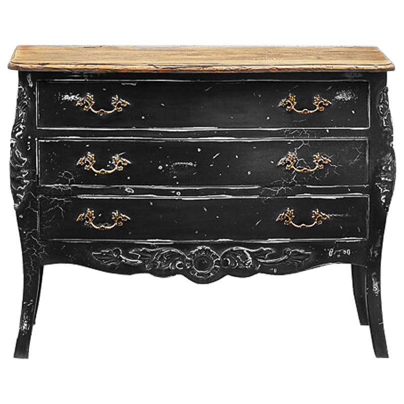 Комод в стиле прованс Carved Black Vintage Commode Черный Коричневый Винтажный черный в Сочи | Loft Concept 