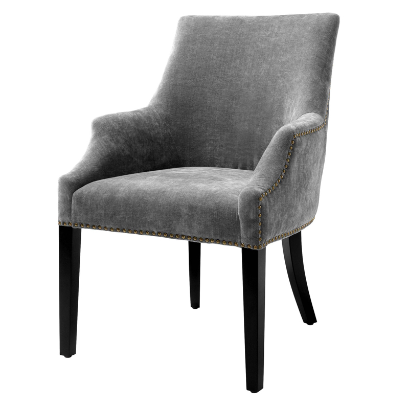 Стул Eichholtz Dining Chair Legacy grey Серый Черный Латунь Античная полированная в Сочи | Loft Concept 