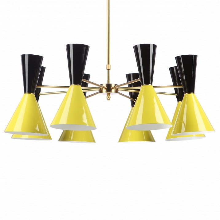 Люстра CAIRO Chandelier 8 Armblack black and yellow Черный Желтый Латунь в Сочи | Loft Concept 