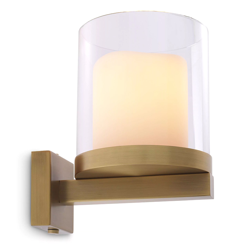 Бра Eichholtz Wall Lamp Donovan Brass Белый Латунь Прозрачное Стекло в Сочи | Loft Concept 