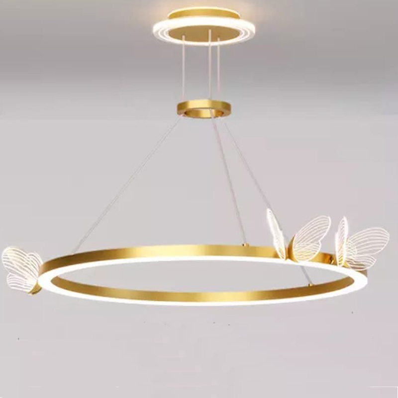 Подвесной светильник с бабочками Butterfly Ring F Прозрачный Латунь в Сочи | Loft Concept 