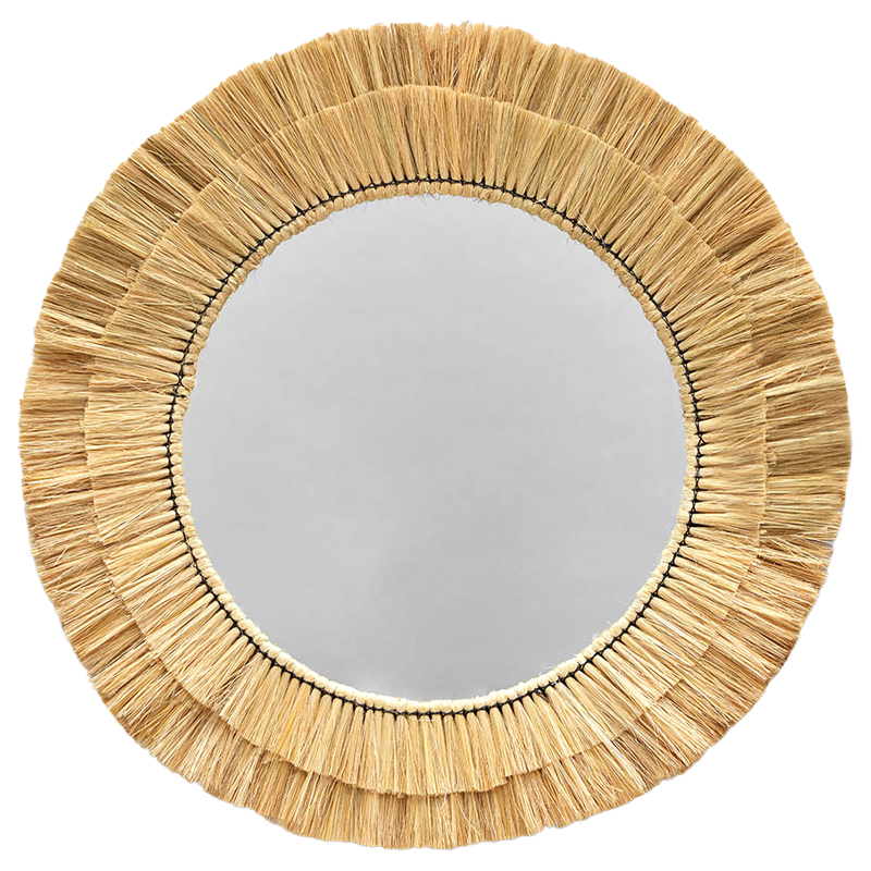 Круглое зеркало с плетеной рамой Jyoti Wicker Mirror Древесина Зеркало в Сочи | Loft Concept 