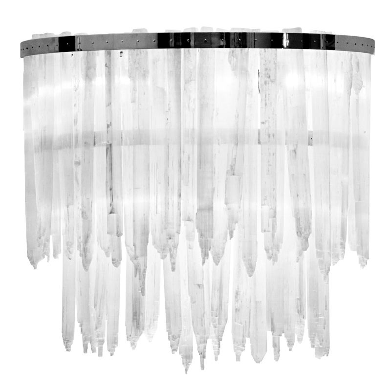 Бра LAMP APPLIQUE SELENITE Никель Прозрачный белый в Сочи | Loft Concept 