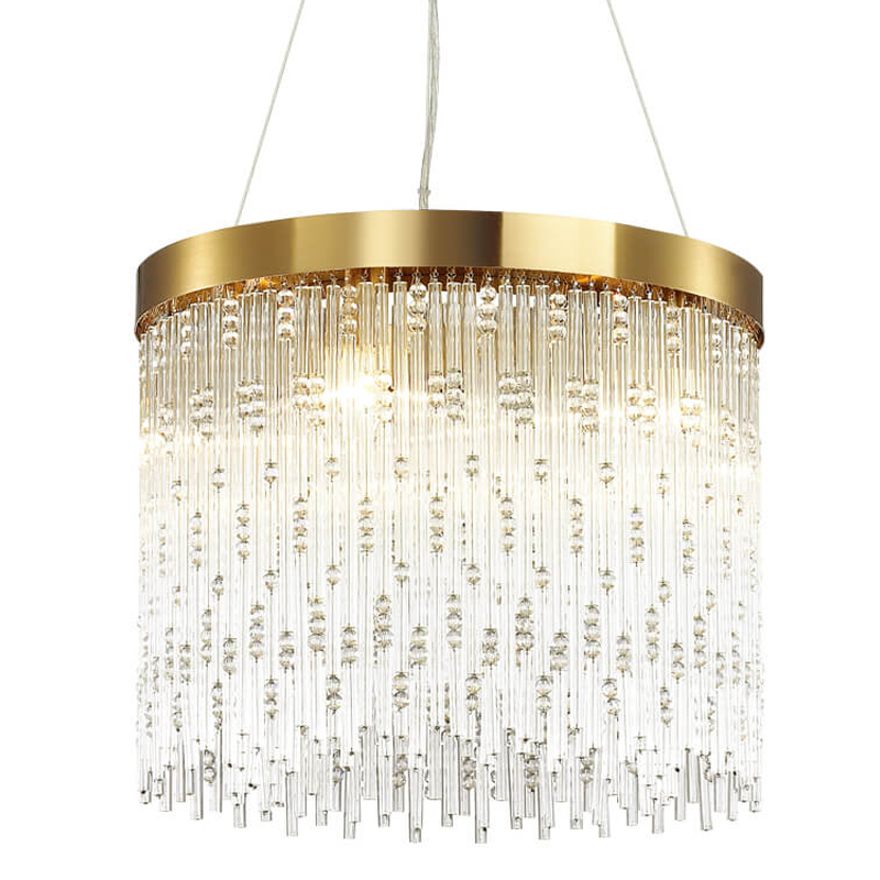 Люстра Hailstorm Rain Kerri Chandelier gold 45 Прозрачный (Transparent) Золотой в Сочи | Loft Concept 