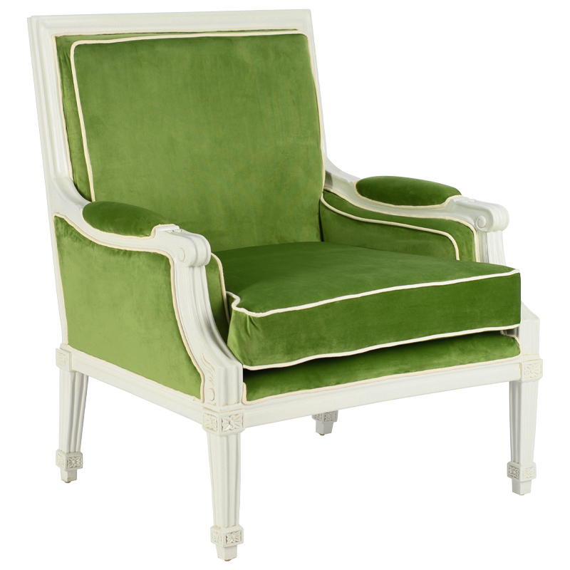 Кресло French Provence Armchair Ferrand green Зеленый смок Белый в Сочи | Loft Concept 