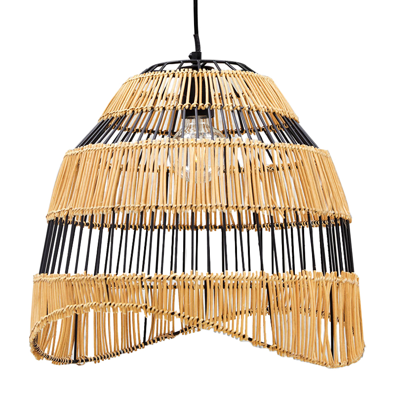 Люстра с плетеным абажуром Narayan Wicker Chandelier Древесина Черный в Сочи | Loft Concept 