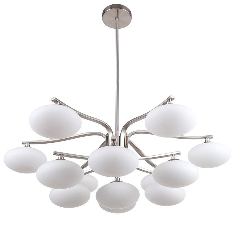 Oval Balls Mushrooms Chandelier 13 Silver Серебряный Прозрачный белый в Сочи | Loft Concept 