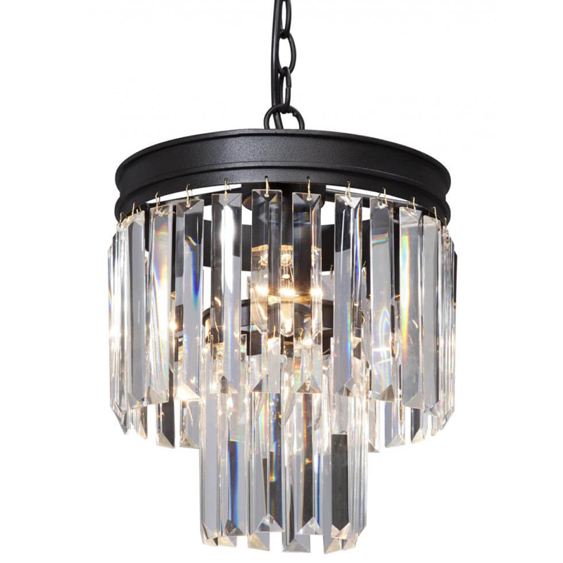 Светильник ODEON CLEAR GLASS Pendant lamp прозрачное Стекло D 27 Черный матовый в Сочи | Loft Concept 