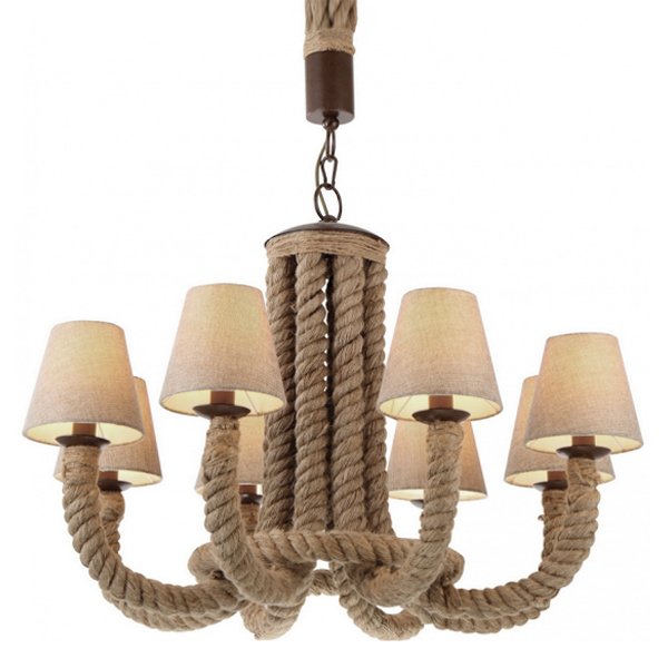 Люстра Rattan Chandelier 8 Loft Rope Light  в Сочи | Loft Concept 