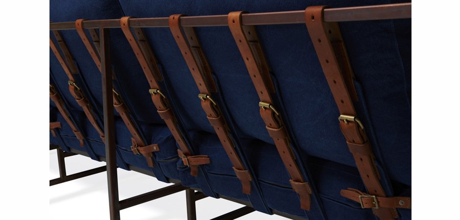 Двухместный диван Indigo Denim and copper Two Seat Sofa Двухместный диван Indigo Denim and copper Two Seat Sofa - Loft-Concept в Сочи