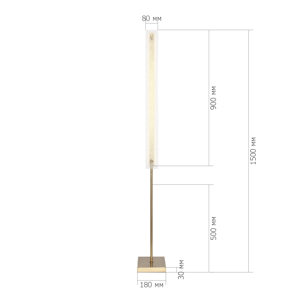 Торшер с прямоугольным плафоном с эффектом морозного стекла Freezing в Сочи
