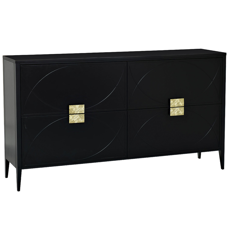 Комод с 4-мя ящиками Amelie Black Chest of Drawers Черный Черный Золотой в Сочи | Loft Concept 