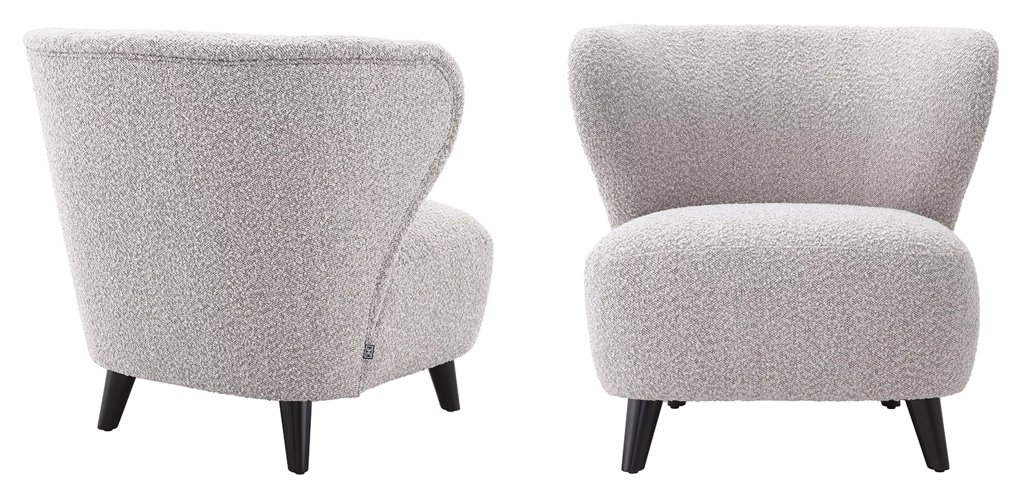 Кресло Eichholtz Chair Hydra Boucle Серый Черный - фото