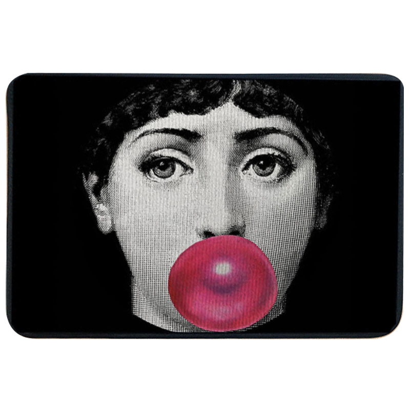 Ковер для прихожей и ванной Fornasetti Pink Bubblegum Rug Черно-белый Розовый в Сочи | Loft Concept 