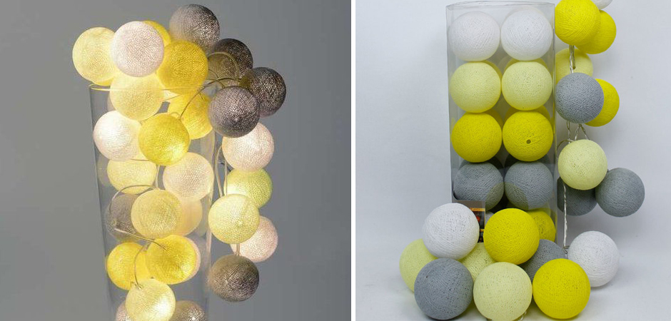 Гирлянда хлопковые фонарики Сotton Ball Yellow - Loft-Concept в Сочи