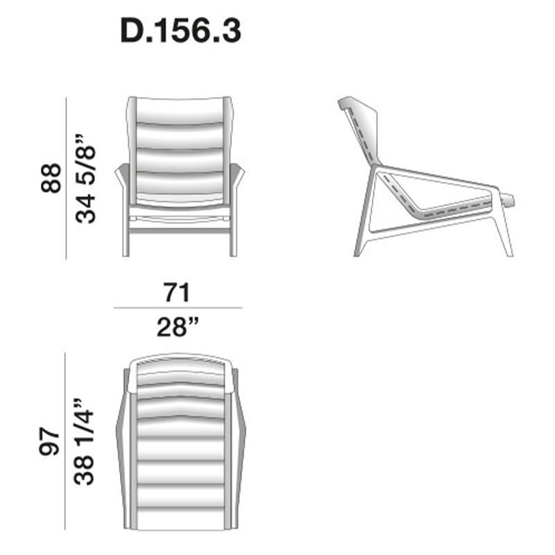 Дизайнерское кресло с подлокотниками из массива дерева Gio Ponti D.156.3 Armchair в Сочи