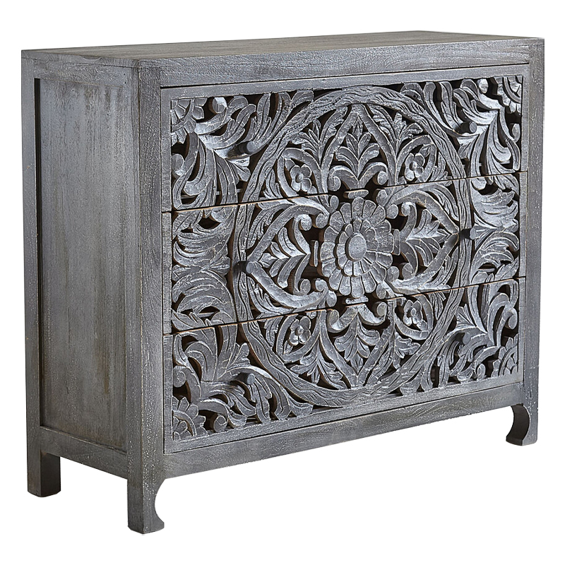 Комод Indian Antique White Furniture Chest of Drawers Kailash серый Серый в Сочи | Loft Concept 