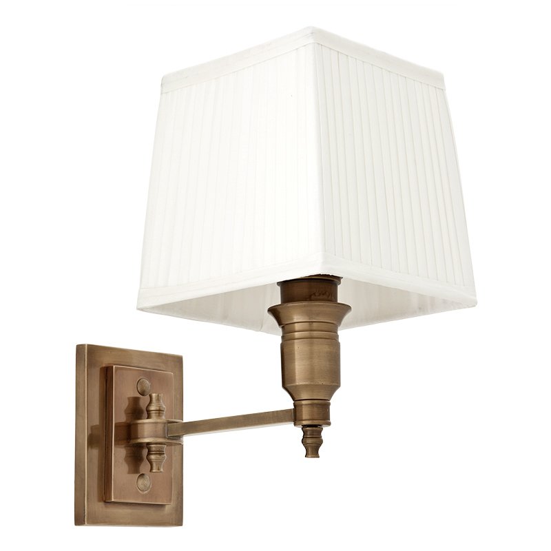 Бра Wall Lamp Lexington Single Brass+White Латунь Античная полированная Белый в Сочи | Loft Concept 