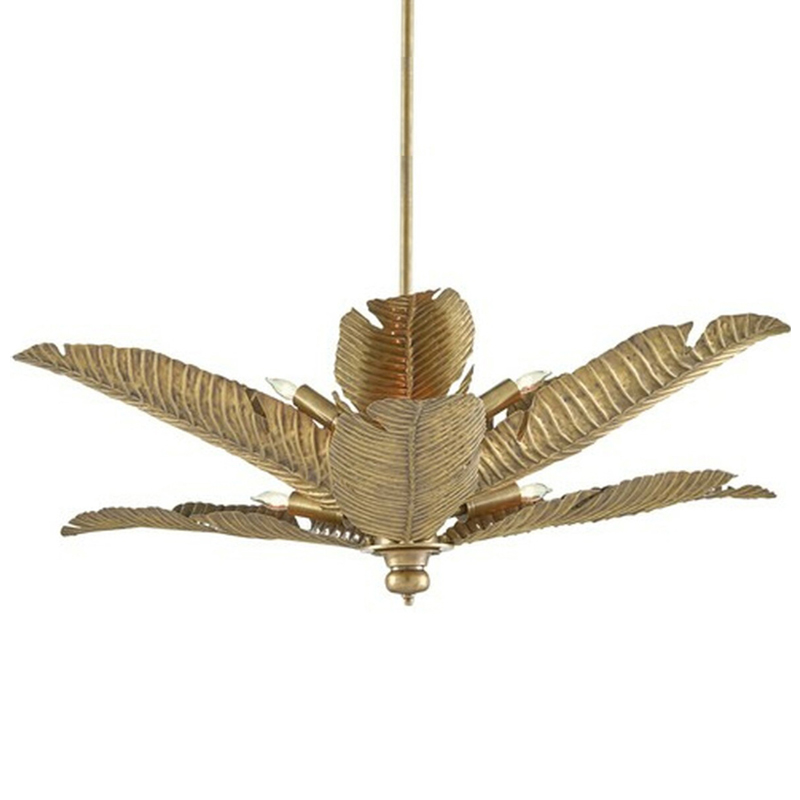 Дизайнерская Люстра Золотые Листья Пальмы Modern Golden Palm Leaves Chandelier Золотой в Сочи | Loft Concept 