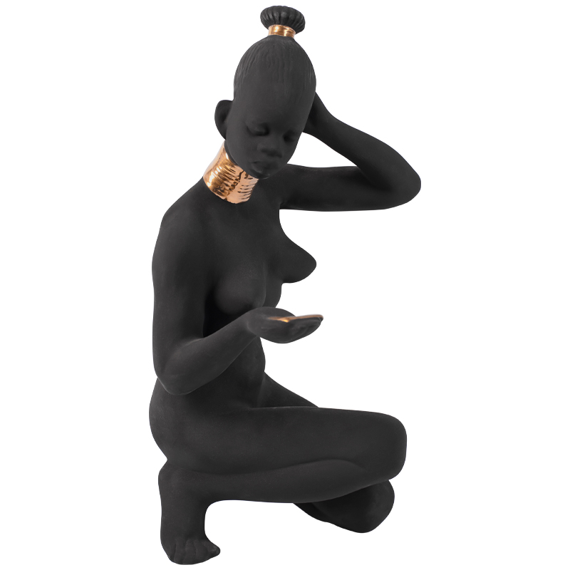 Статуэтка African Woman Sitting Statuette Черный Золотой в Сочи | Loft Concept 