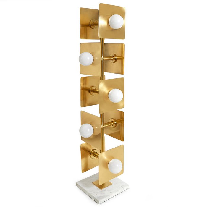 Торшер PUZZLE FLOOR LAMP Латунь Белый Белый Мрамор Bianco в Сочи | Loft Concept 