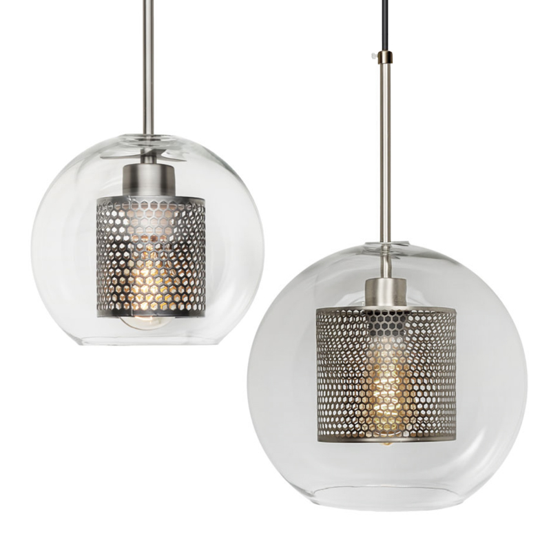 Perforated Vessel Pendant Lamp Nickel Ball Никель Прозрачное Стекло в Сочи | Loft Concept 