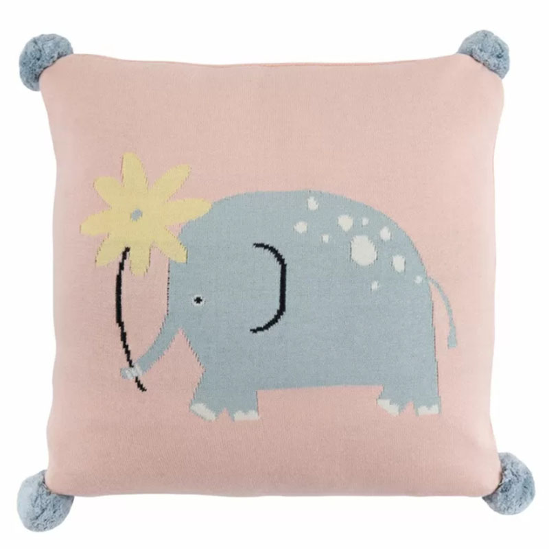 Подушка с помпонами Blue Elephant Мульти в Сочи | Loft Concept 