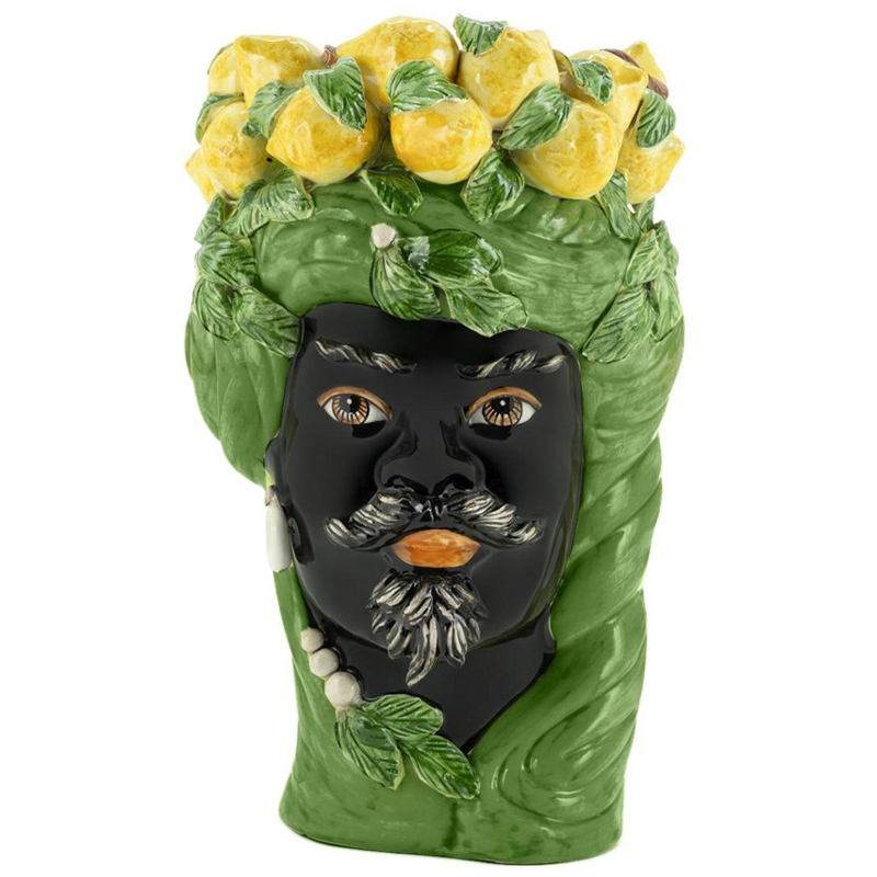 Ваза Vase Lemon Head Man Green Зеленый Желтый Черный в Сочи | Loft Concept 