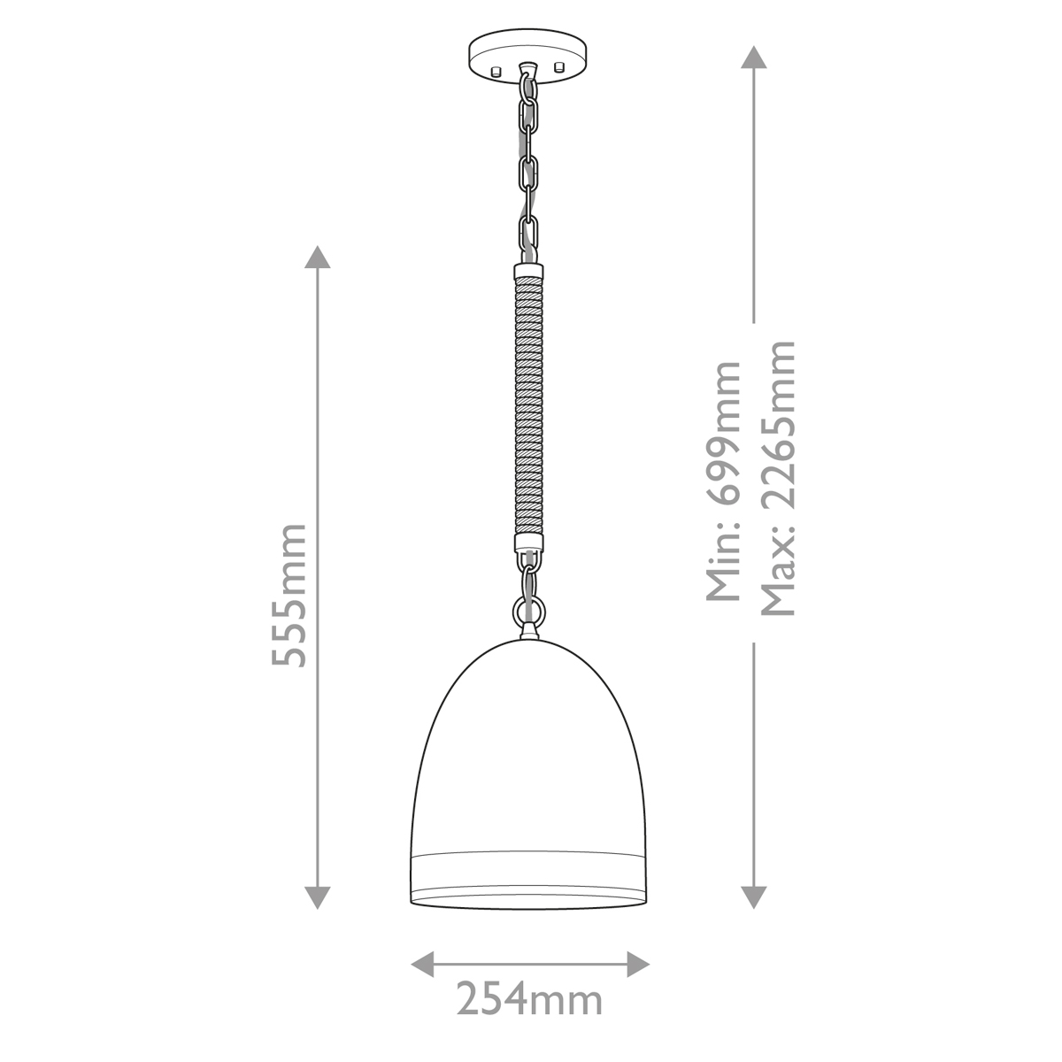 Подвесной светильник белый колоколообразный с декоративной обмоткой из веревки Hinkley в Сочи