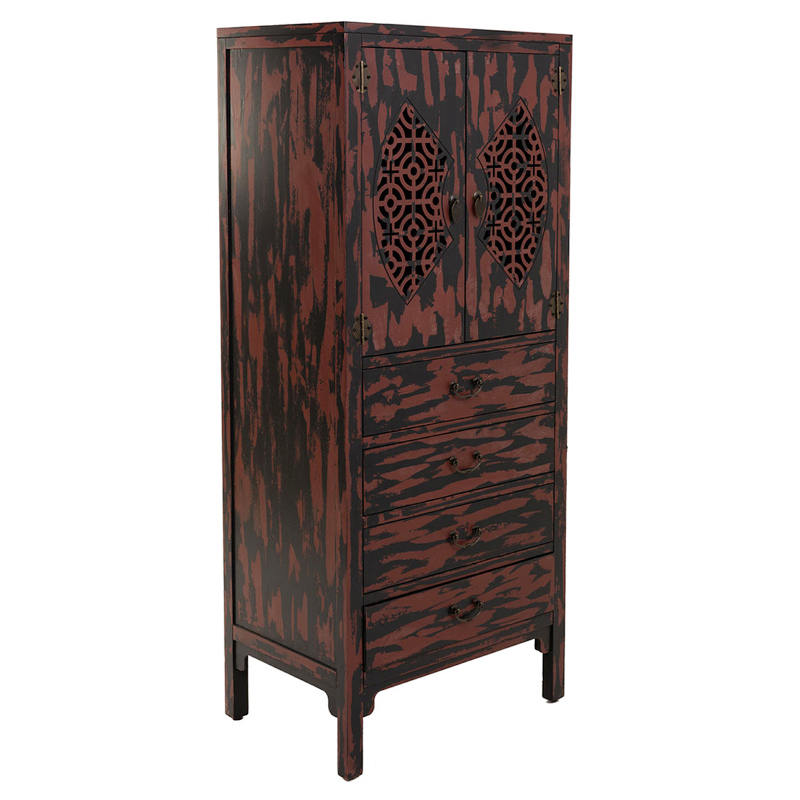 Шкаф деревянный в Китайском стиле Chinese Cabinet William Черный Красный в Сочи | Loft Concept 