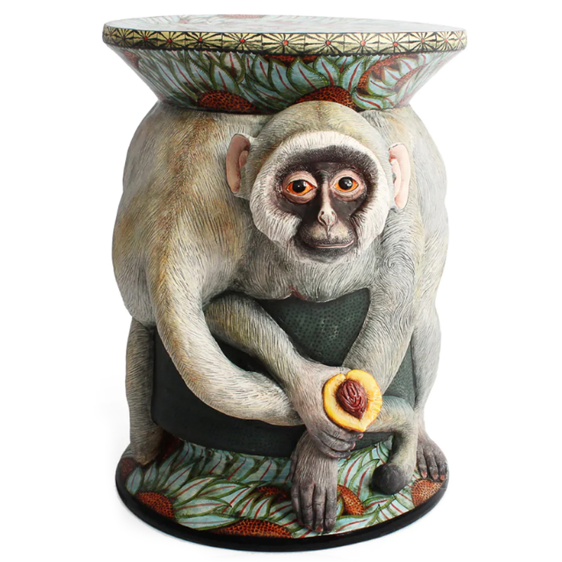 Табурет Обезьяна с фруктом ручная работа Monkey Side Table Серый в Сочи | Loft Concept 