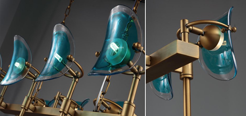 Люстра Lily Turquoise Glass rectangle Люстра Lily Turquoise Glass rectangle - Loft-Concept в Сочи