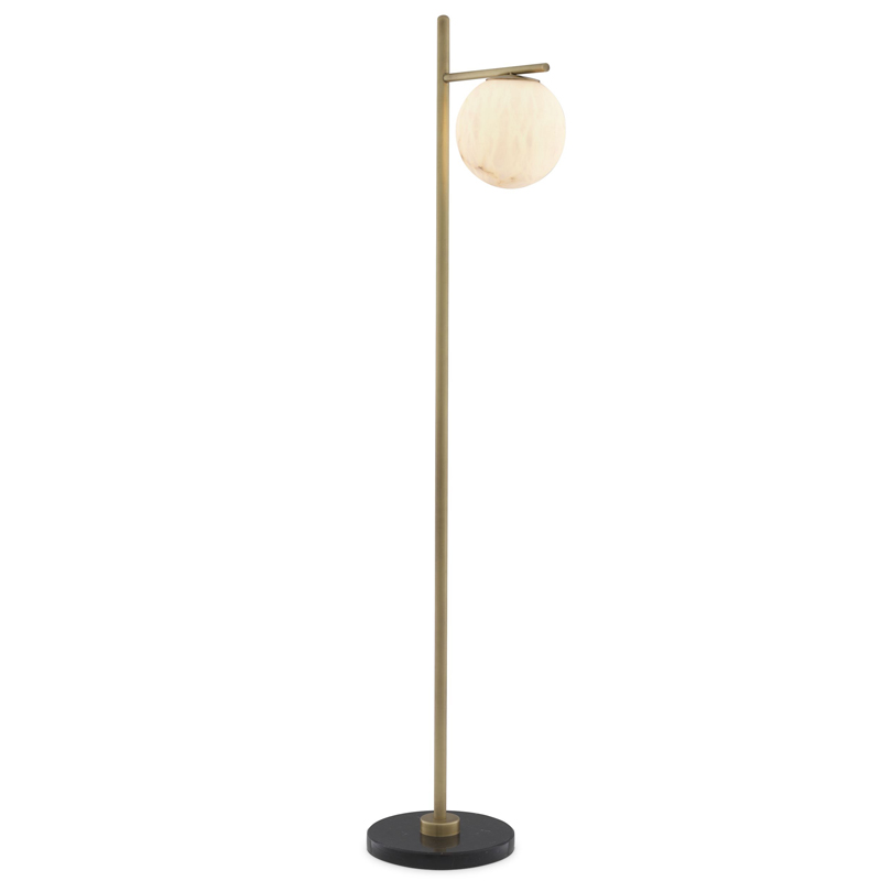 Торшер Eichholtz Floor Lamp Faloria Белый Латунь Античная полированная Черный Мрамор Nero в Сочи | Loft Concept 