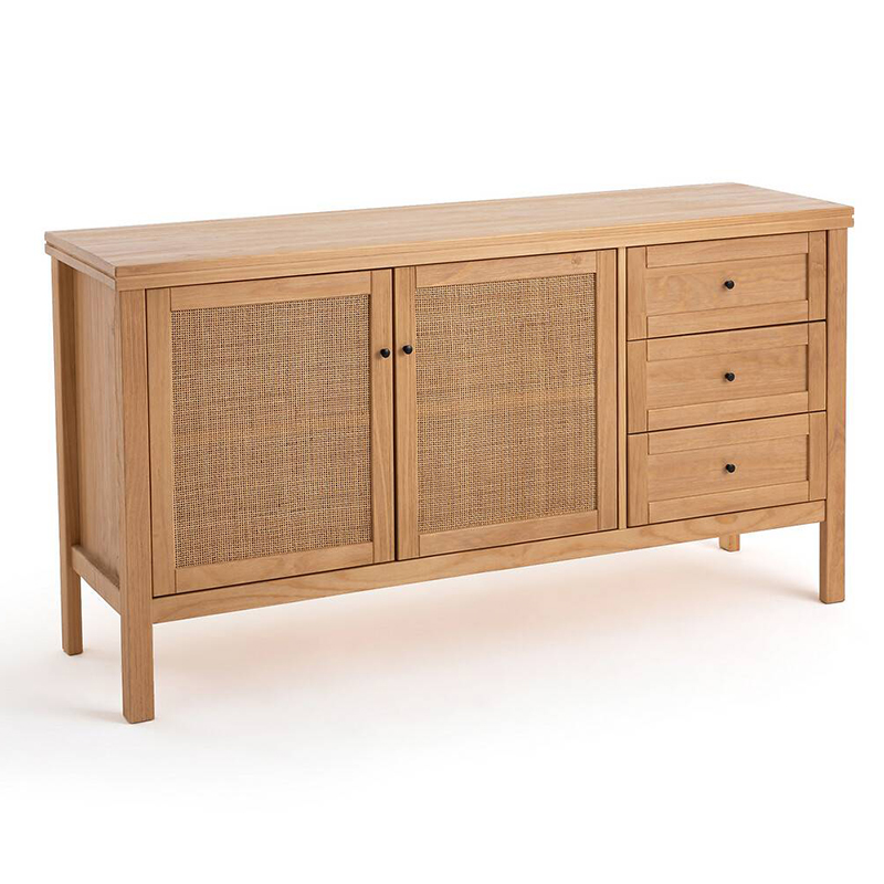 Комод в скандинавском стиле с 2-мя плетеными дверцами Niels Wicker Chest of drawers Древесина в Сочи | Loft Concept 