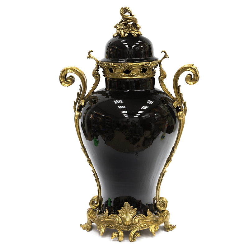 Большая ваза Selenia Black Vase Bronze Patterns Черный Бронза в Сочи | Loft Concept 