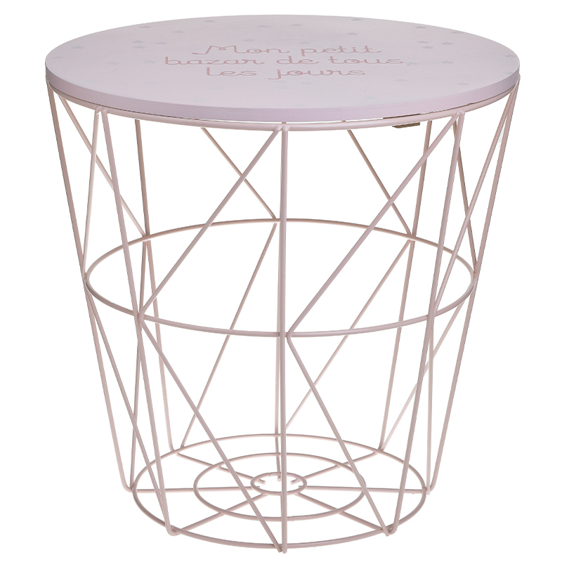 Круглый приставной стол-корзина Pink Wire Basket Side Table Розовый в Сочи | Loft Concept 