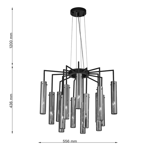 Люстра со стеклянными цилиндрическими плафонами Luminous Cylinders Smoky в Сочи