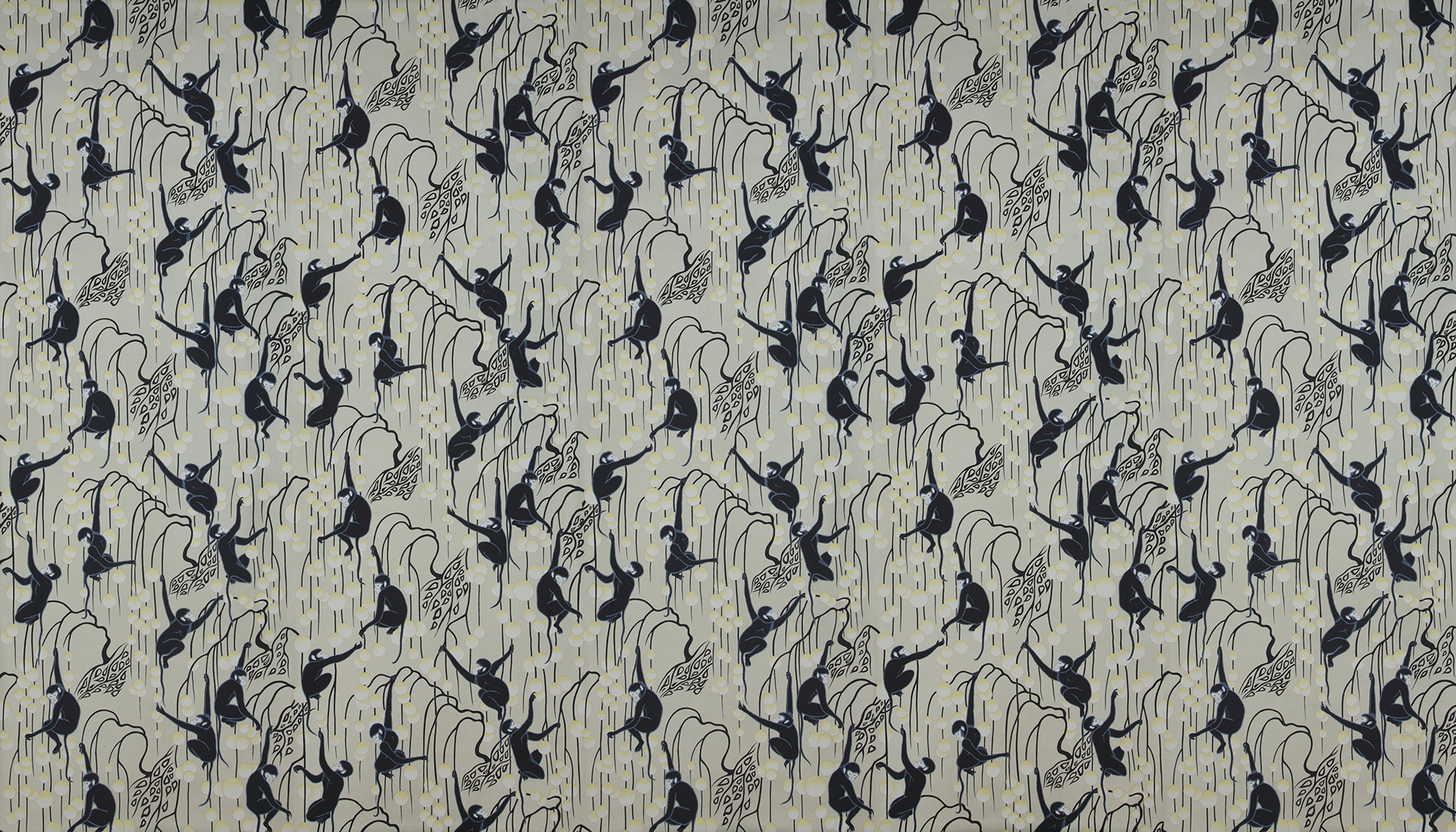 Обои ручная роспись Deco Monkeys Terracotta on Icefield dyed silk Обои ручная роспись Deco Monkeys Terracotta on Icefield dyed silk - постер Loft-Concept в Сочи