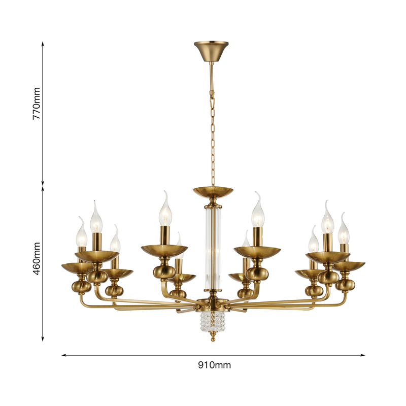 Люстра бронзового цвета со стеклянным декором Candelabrum D91 см в Сочи