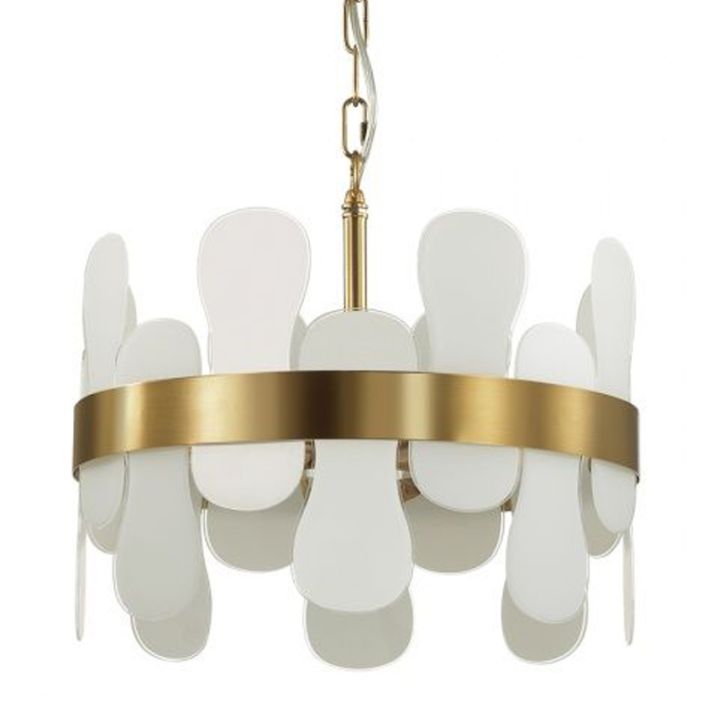 Люстра Eve Chandelier фигурное стекло диаметр 40 см Золотой Белое матовое стекло в Сочи | Loft Concept 