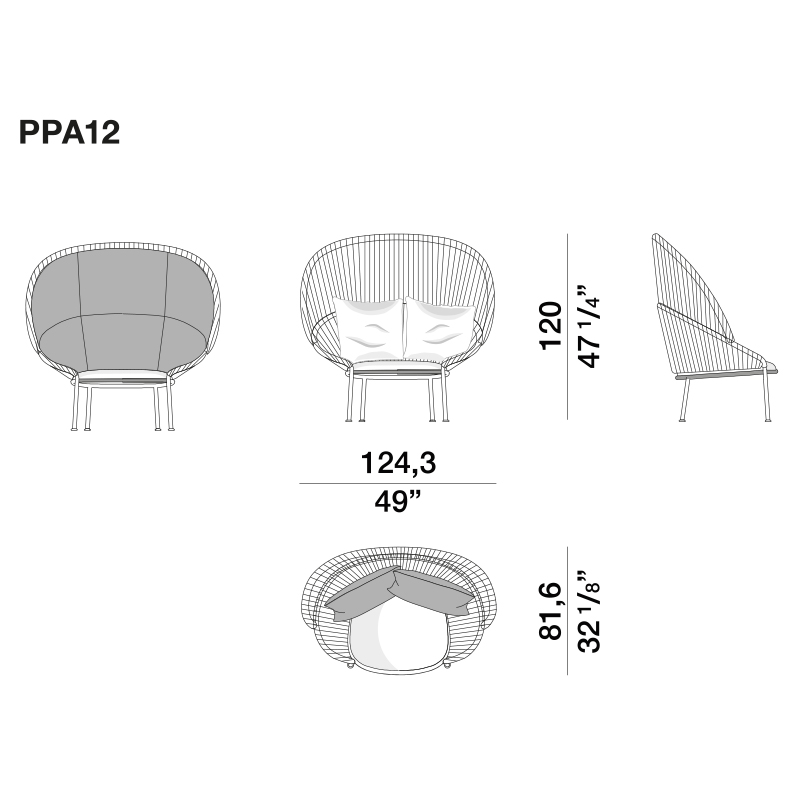 Дизайнерское уличное кресло с веревочной спинкой PETALO Armchair в Сочи