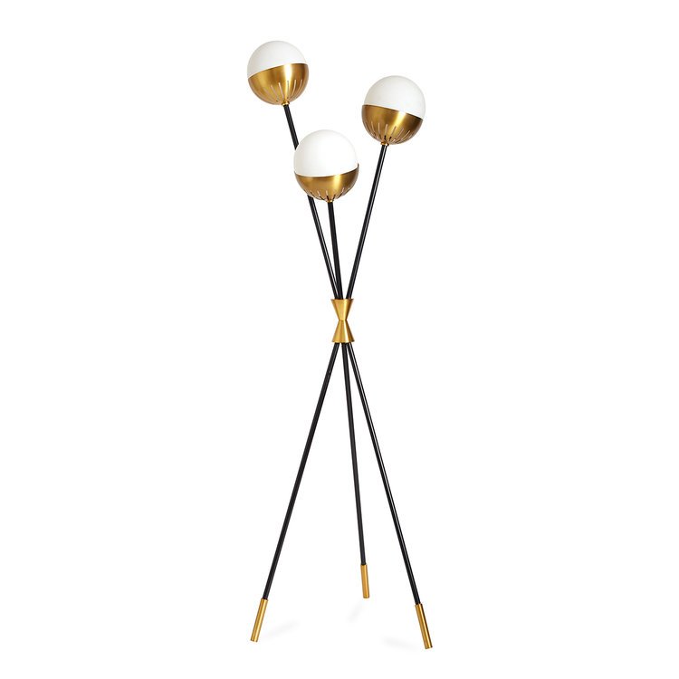 Торшер Caracas Tripod Floor Lamp Черный Белый Латунь в Сочи | Loft Concept 