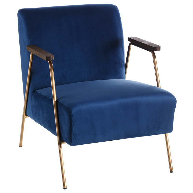 Кресло Domitila Armchair blue Синий Золотой Коричневый в Сочи | Loft Concept 