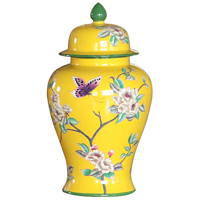 Ваза с крышкой Porcelain Yellow Garden Vase Желтый Зеленый в Сочи | Loft Concept 