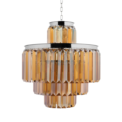 Люстра RH 1920s Odeon Smoke Chandelier 50/4 Янтарь (Amber) Хром в Сочи | Loft Concept 