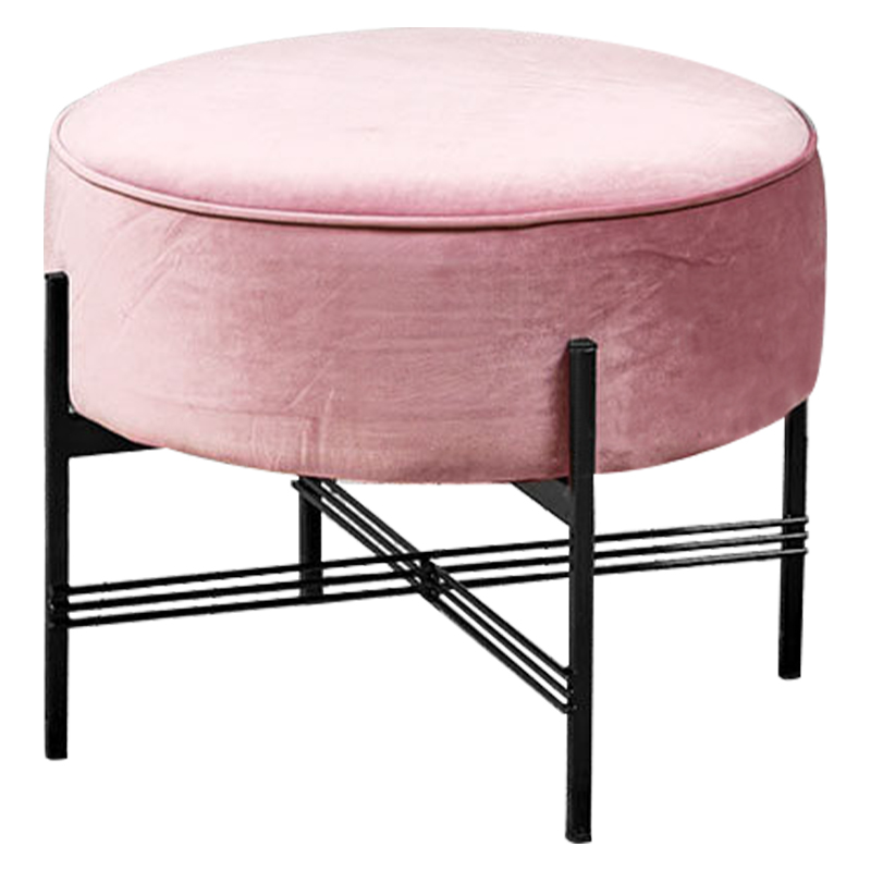 Пуф розовый велюровый Sanjay Velour Pouf Pink Дымчатая Роза Черный в Сочи | Loft Concept 