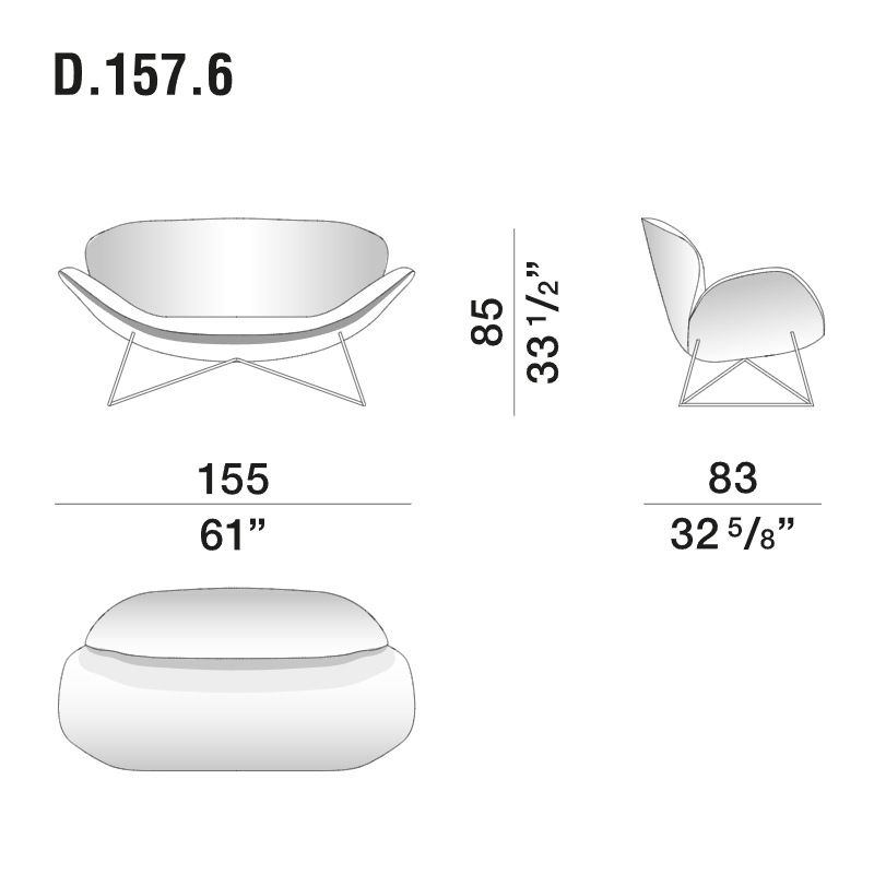 Дизайнерский двухместный диван Gio Ponti D.157.6  - DUE FOGLIE Sofa в Сочи