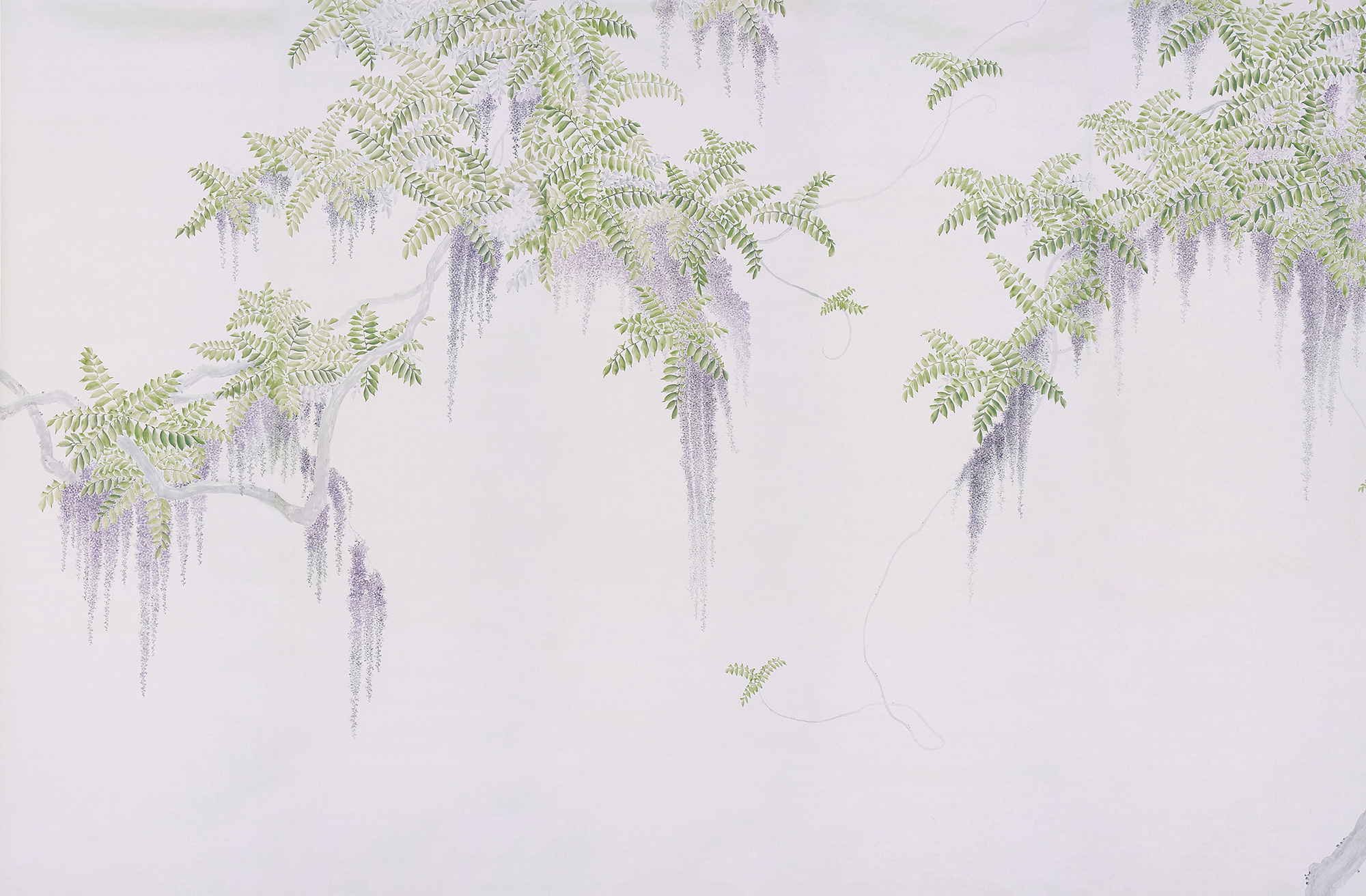 Обои в японском стиле Wisteria Lavender on Lilac Mica metallic Xuan paper Обои в японском стиле Wisteria Lavender on Lilac Mica metallic Xuan paper - постер Loft-Concept в Сочи
